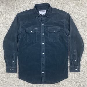 Poncho Western Pearl Snap Corduroy Shirt Men’s S Slate Blue Gray Regular Fit